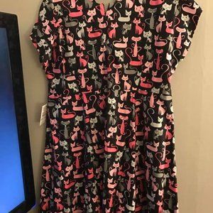 Cherry Velvet Adaline Puddy Tat Pinup Dress